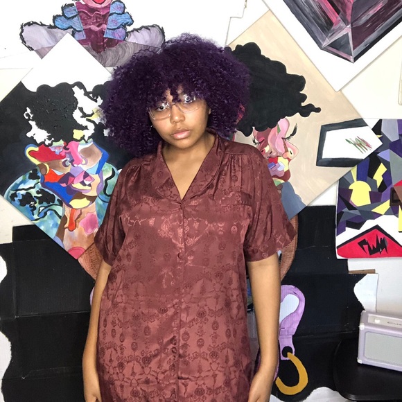 Mid-length button up silk dress - Picture 1 of 4